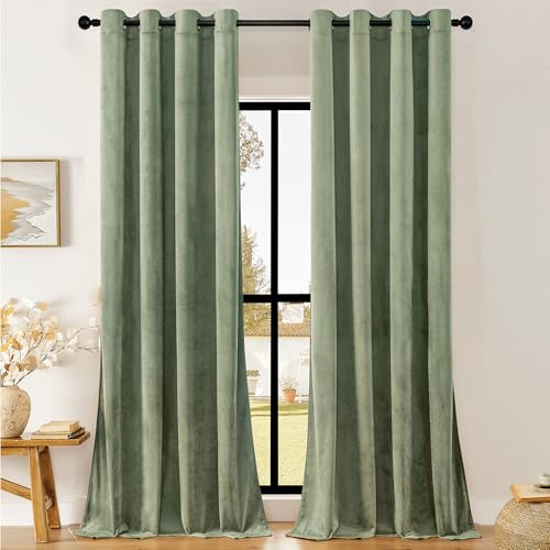Taupe Velvet Blackout Curtain Panels 96 inches 2 Panels V63909