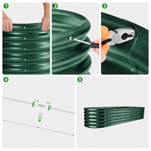 8ft Galvanized Raised Garden Bed Kit, Silver, 108 Gallon Capacity U57874