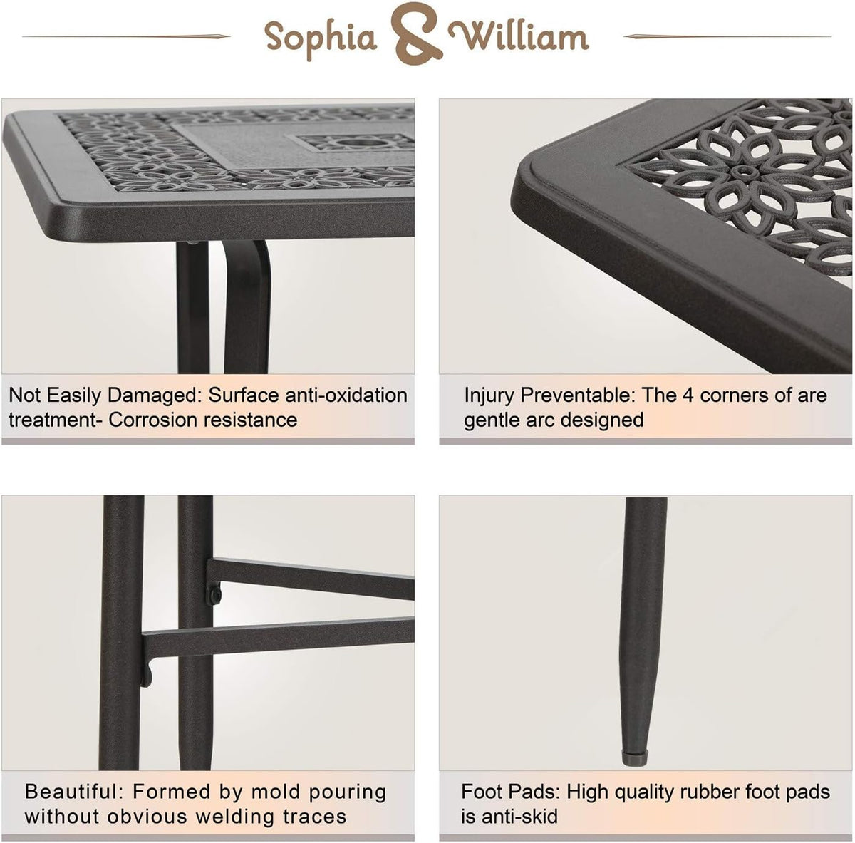 Rectangle Cast Aluminum Patio Coffee Table Z484
