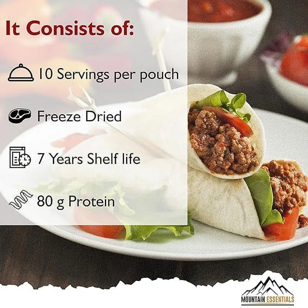 Freeze Dried Ground Beef Fully Cooked, Pack of 12, 10 serving W555