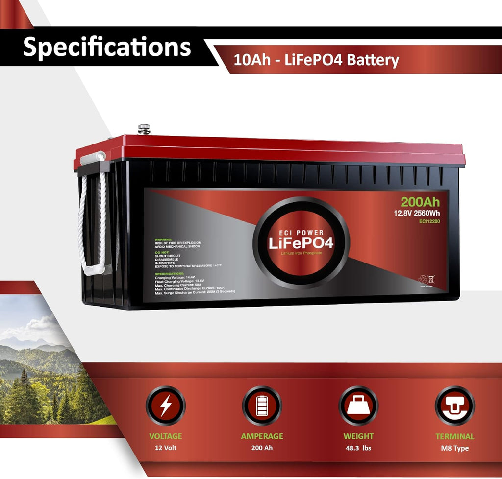 12V 200Ah Lithium LiFePO4 Deep Cycle Rechargeable Battery L502