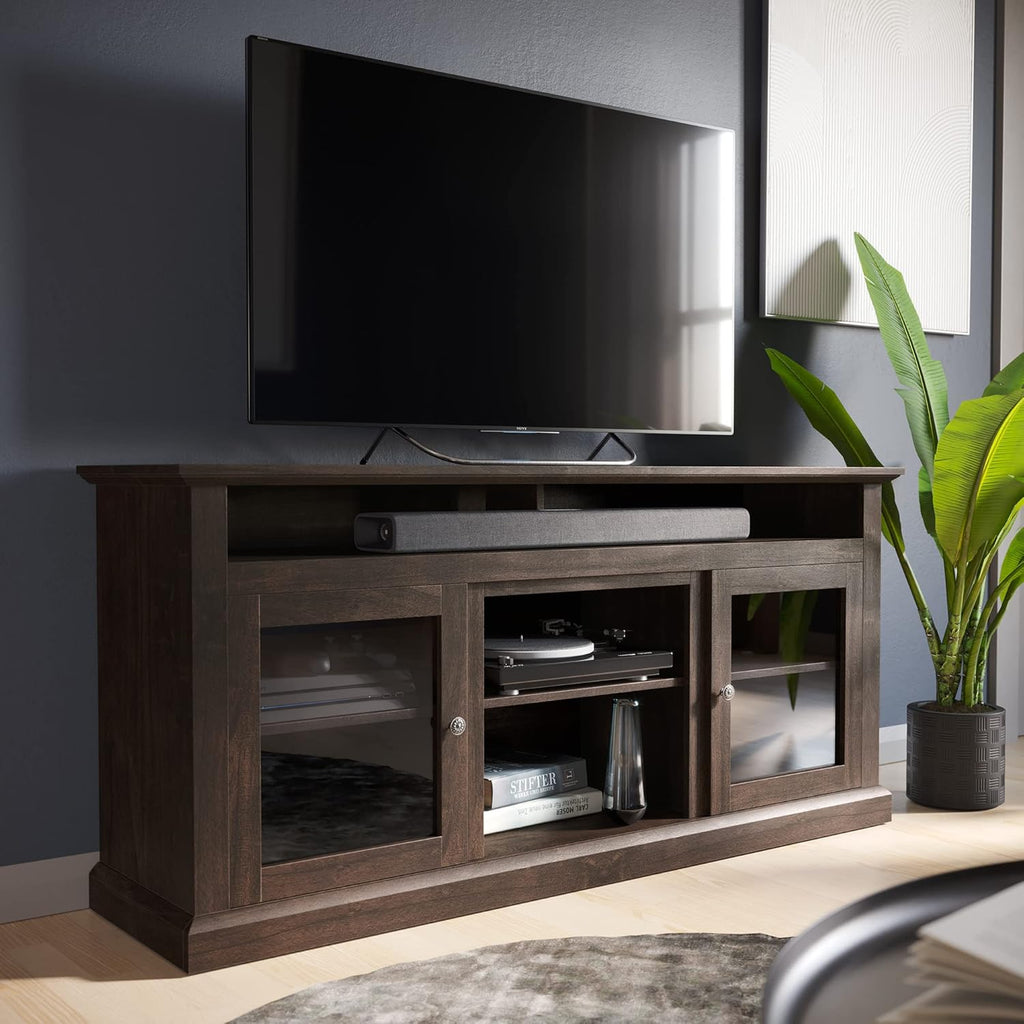 60 Inch Electric Fireplace TV Stand with Open Storage Shelves & Cabinets D1583