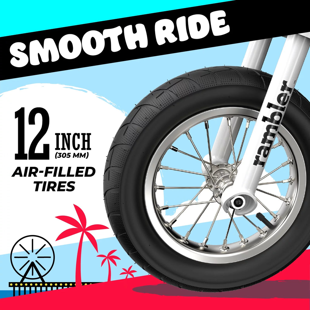 12 Seated Electric Scooter, White, 12" Air-Filled Tires H118722