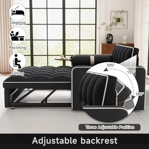3 in 1 Sleeper Sofa Bed with Side Table, Orange J892
