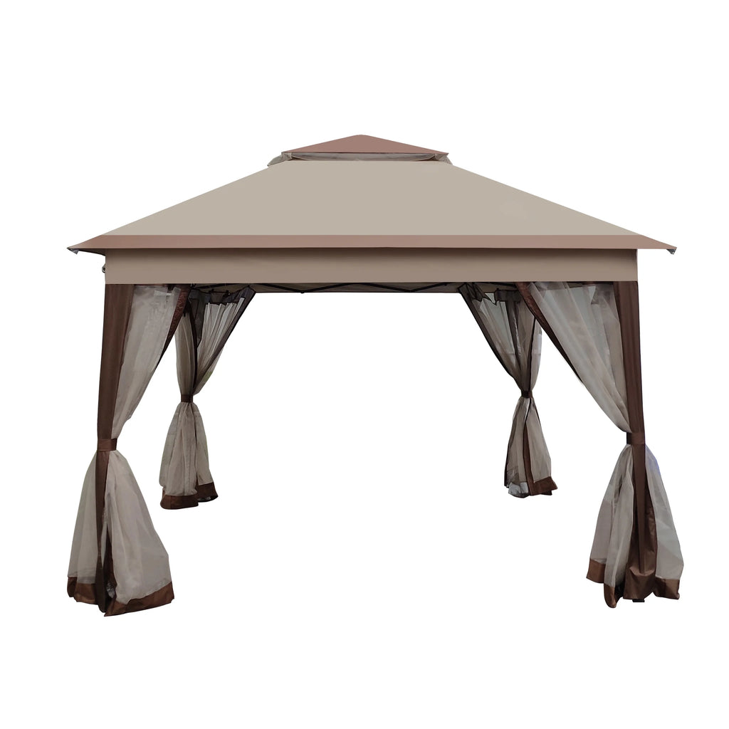 Coffee Pop Up Gazebo Canopy with Removable Zipper Netting V8626