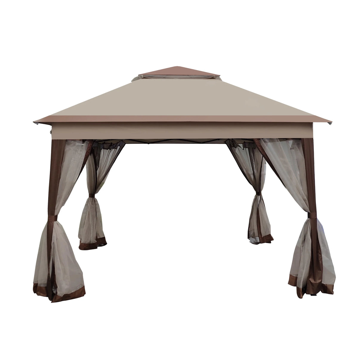 Coffee Pop Up Gazebo Canopy with Removable Zipper Netting V8626