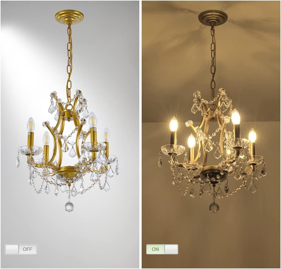 4-Light Gold Crystal Chandelier U600