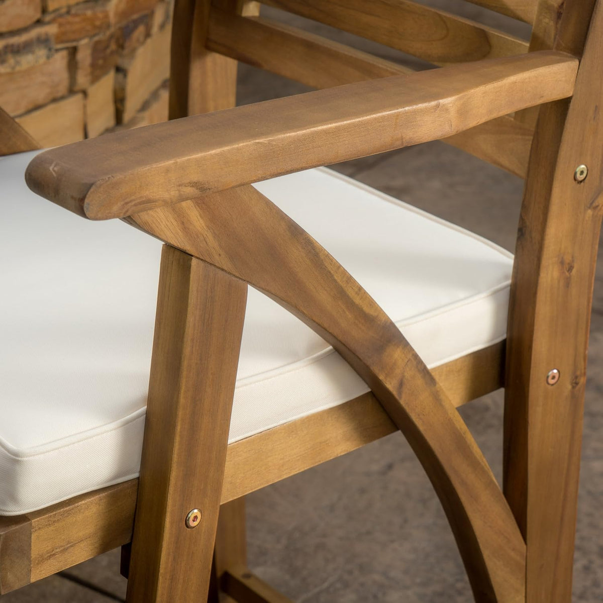 Acacia Wood Outdoor Barstools, 4-Pcs Set D627