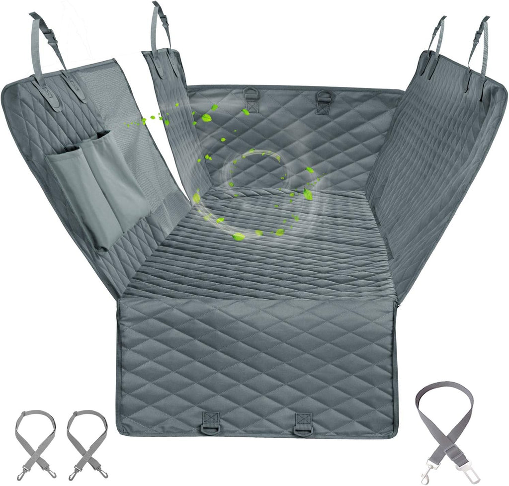 Waterproof Nonslip Dog Car Seat Cover with Mesh Window, Black, Pack of 2 Y295