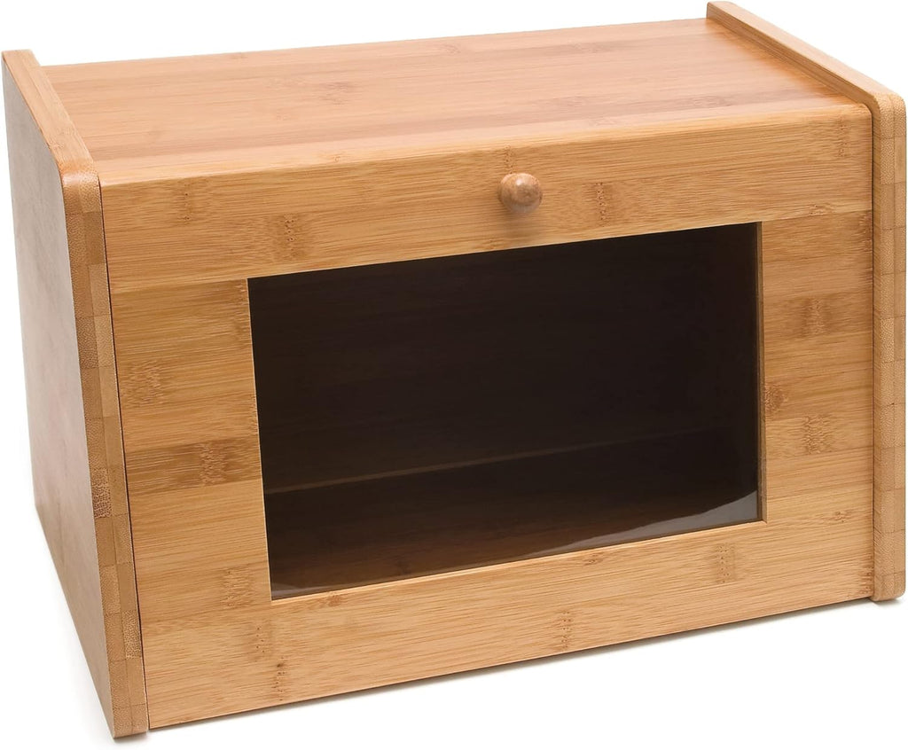 Bamboo Wood Bread Box with Tempered Glass Window U61012