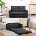 Dark Grey 3 in 1 Upholstered Convertible Futon Sofa Bed with Side Pockets Z853015