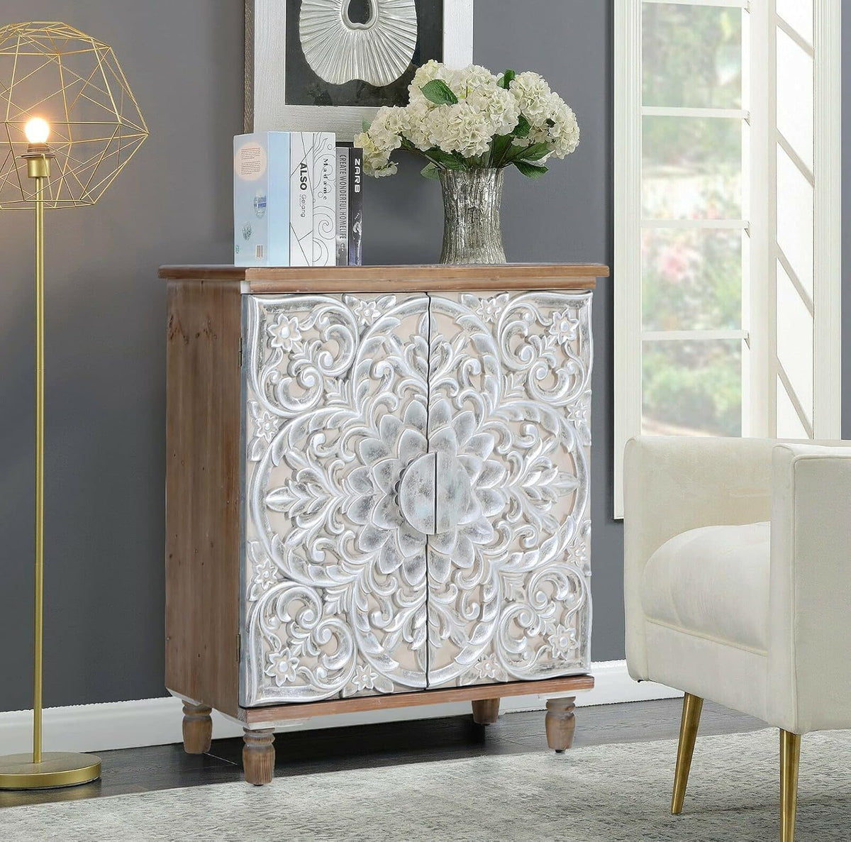 Blue Teal Storage Cabinet with 2 Doors J983191