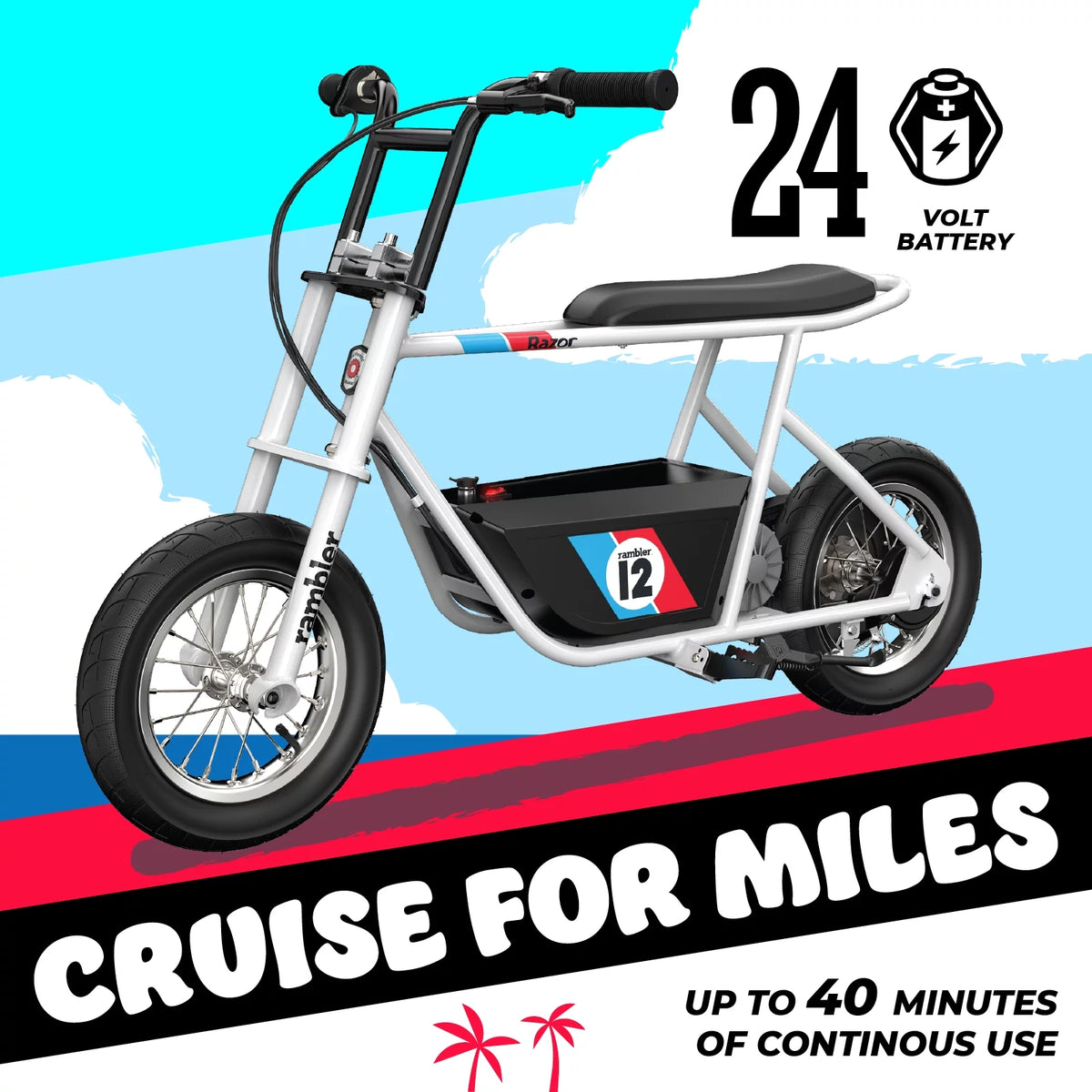 12 Seated Electric Scooter, White, 12" Air-Filled Tires H118722