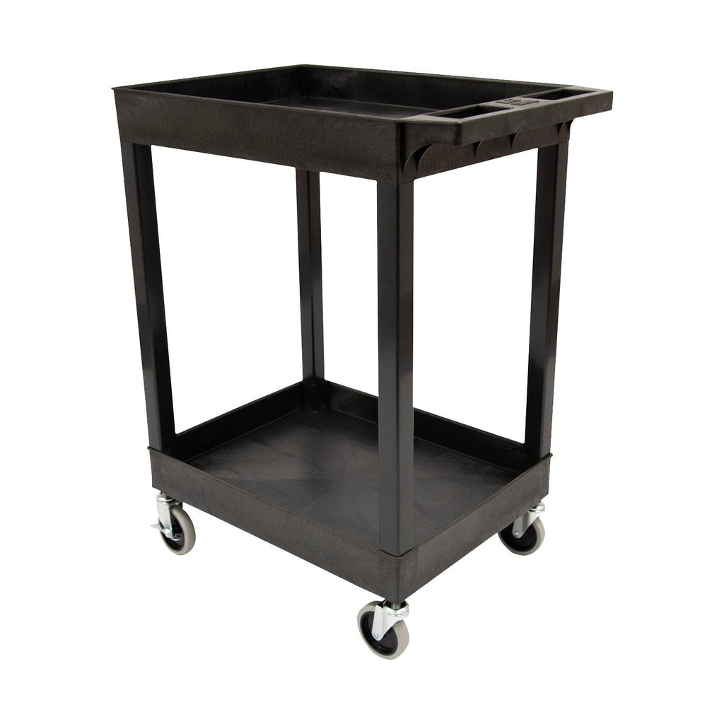 Black Two Shelf Plastic Utility Tub Cart W77025