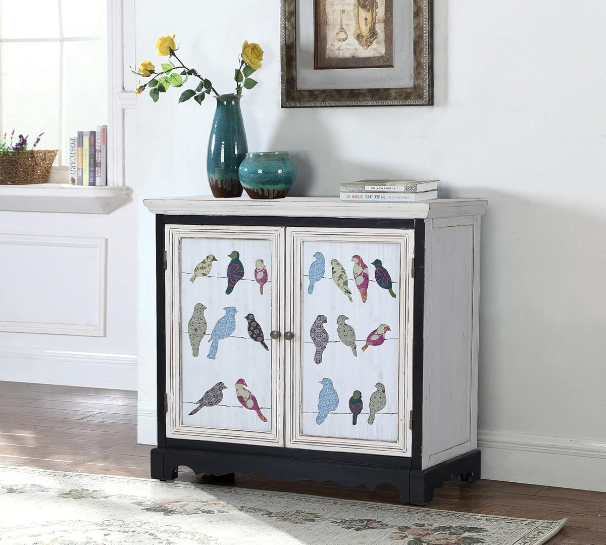 Blue Teal Storage Cabinet with 2 Doors J983191