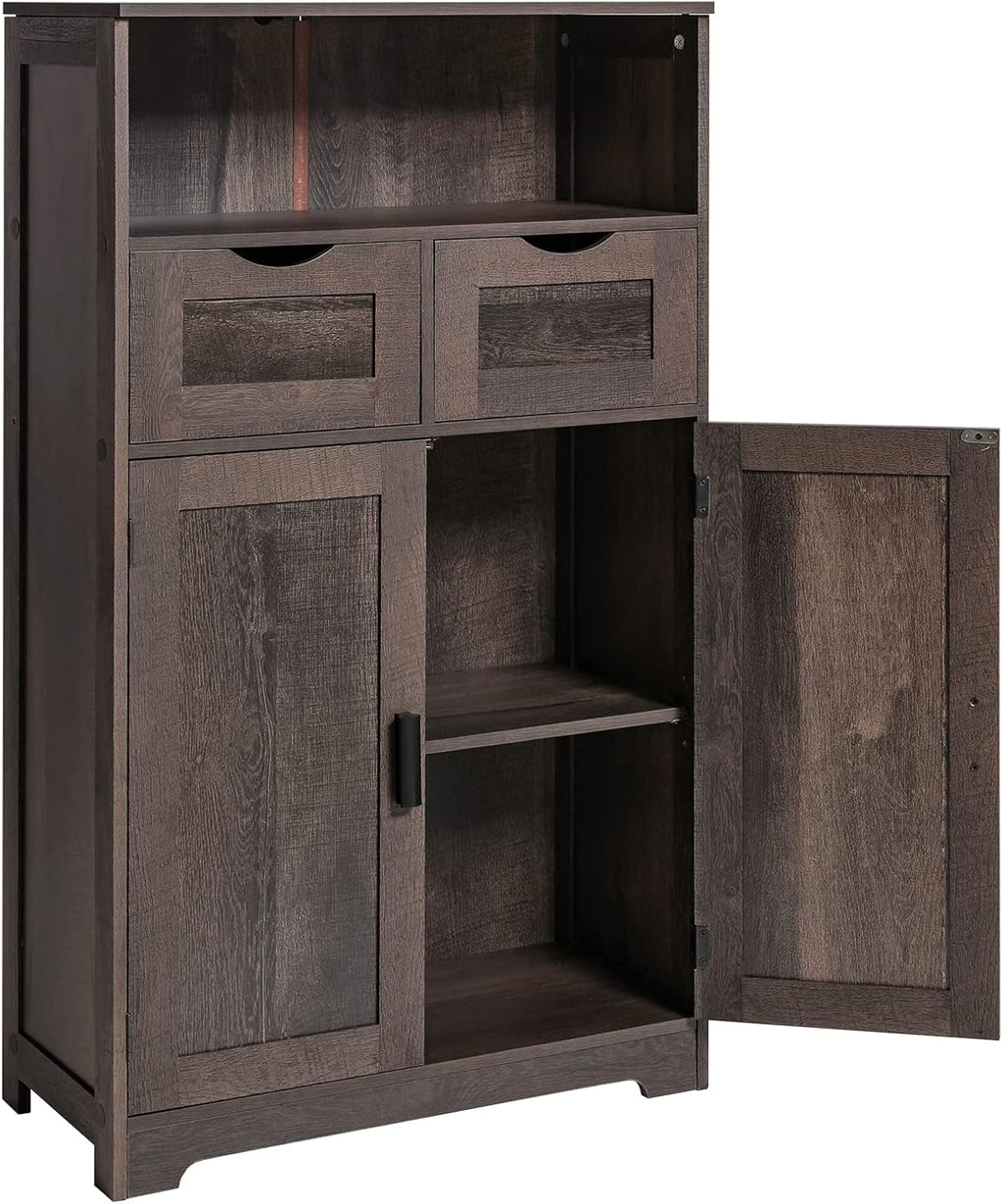 Dark Brown Storage Cabinet with 2 Drawers and 2 Shelves A261