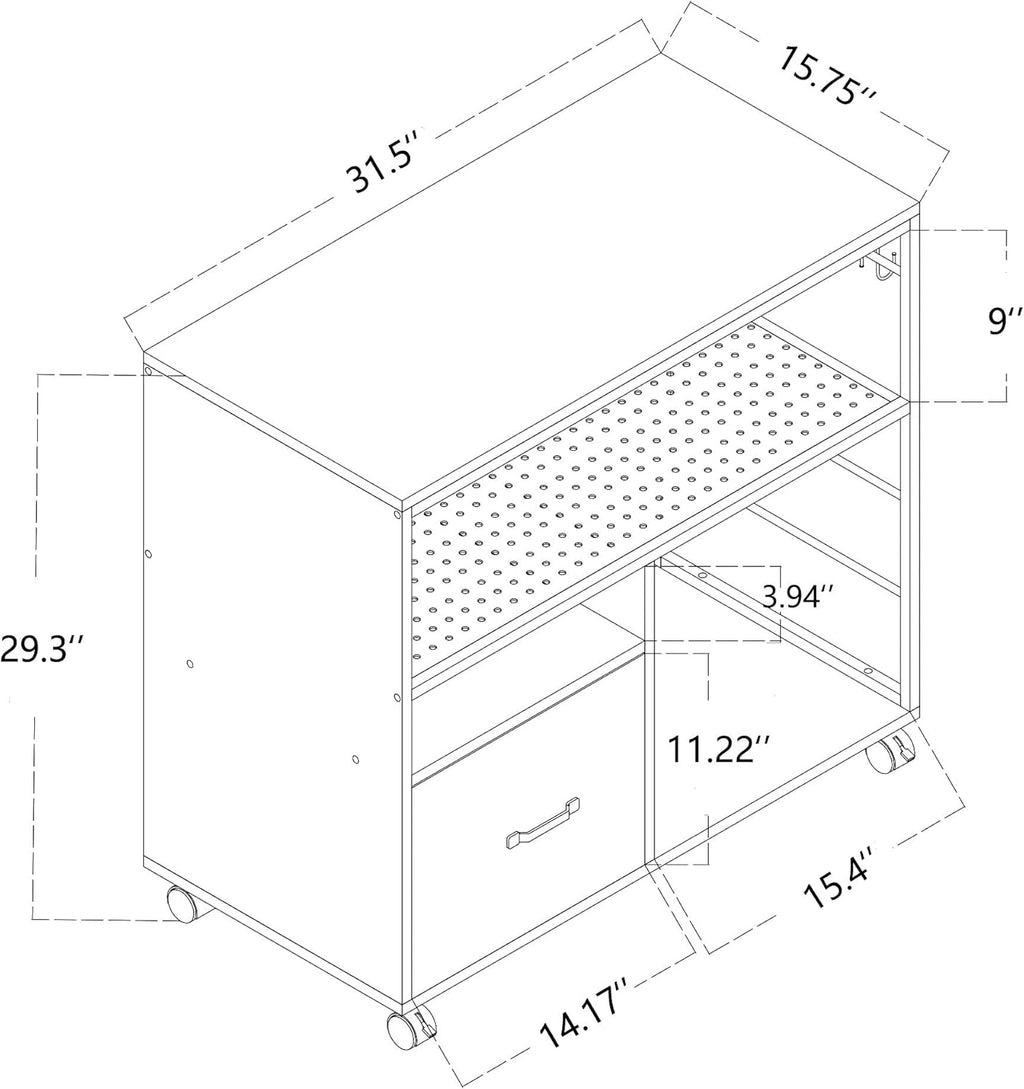 Industrial File Cabinet with Drawer and Open Storage Shelves C958517