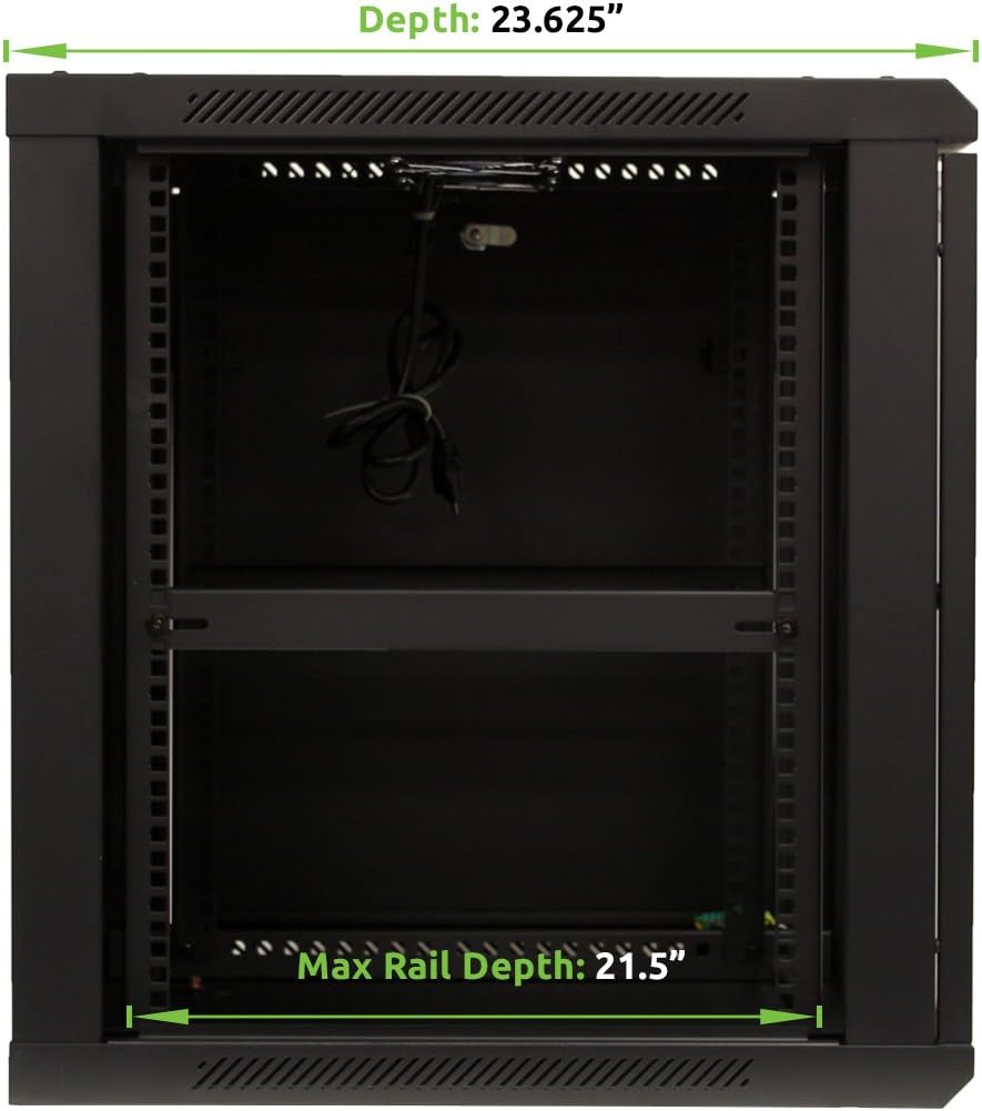 12U Wall Mount Server Cabinet Rack Enclosure with Glass Door Lock D355