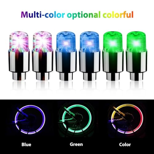 6 Pcs LED Car Wheel Valve Dust Cap Lights Y222810