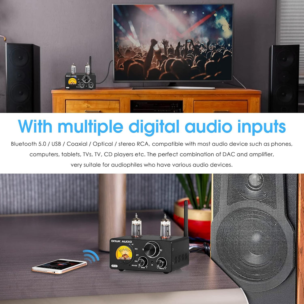 200W Bluetooth 5.0 Vacuum Tube Amplifier J543