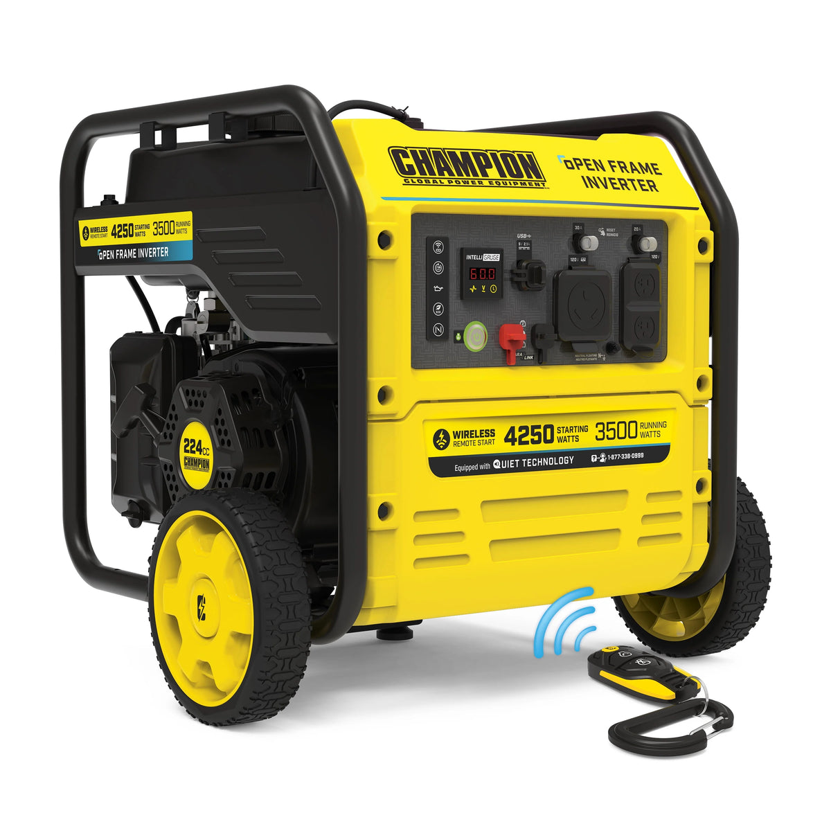 4250-Watt Wireless Remote Start Open Frame Gasoline Inverter Generator P189