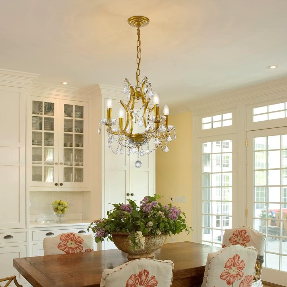 4-Light Gold Crystal Chandelier U600