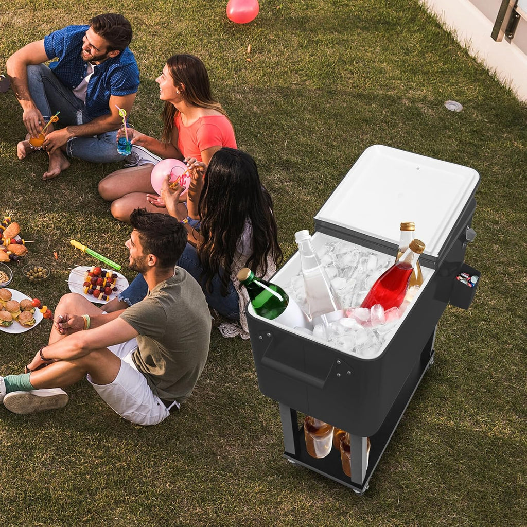80 Quart Rolling Ice Chest with Shelf M604