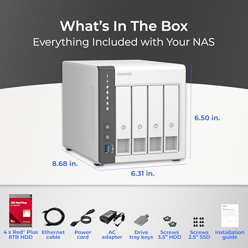 4 Bay NAS with 12TB Storage Capacity, Preconfigured RAID 5 Drives, 2.5GbE Ports P229098