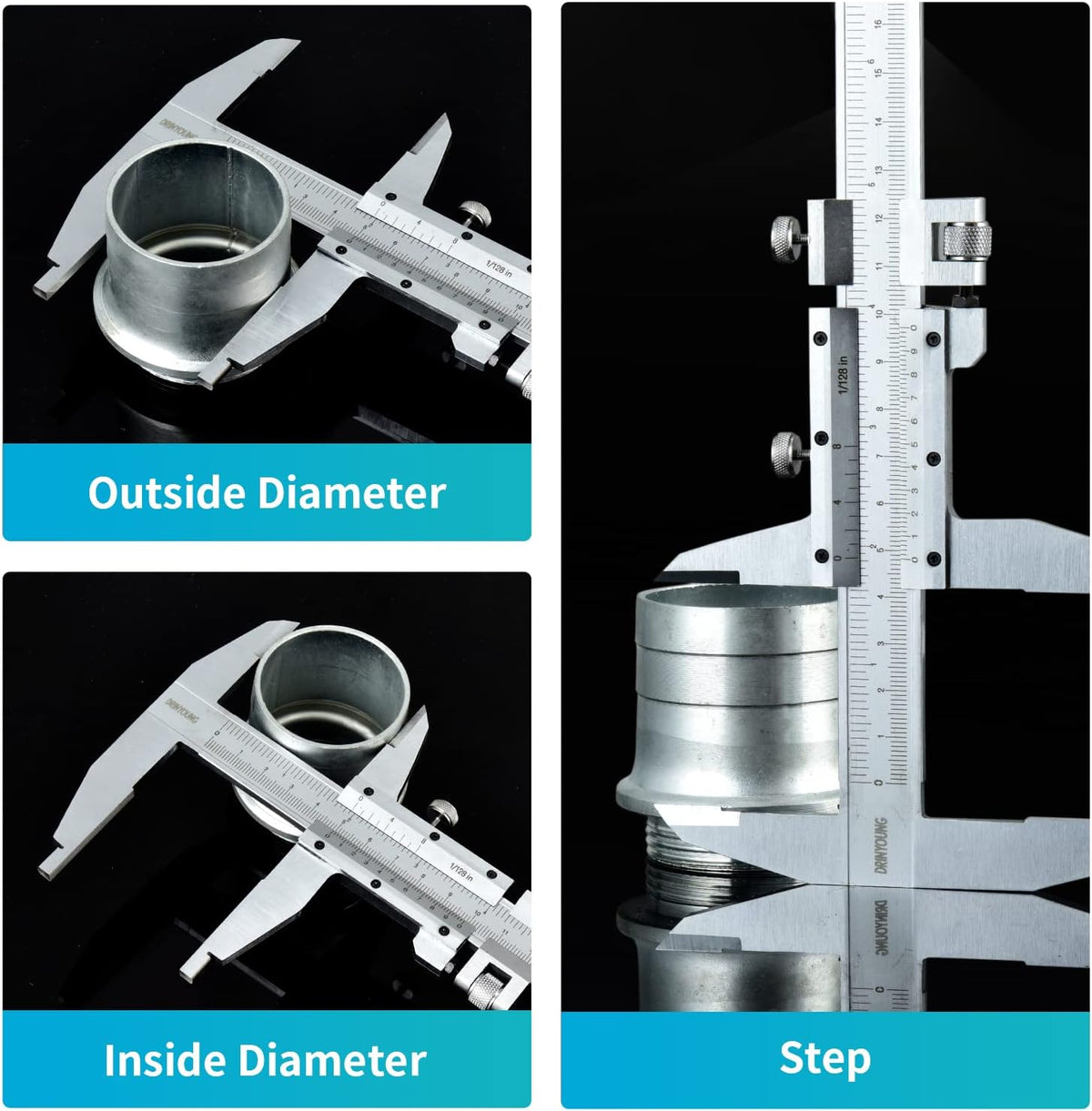 All-Metal Vernier Caliper Inch/Metric 0-12/0-300mm Range P93209