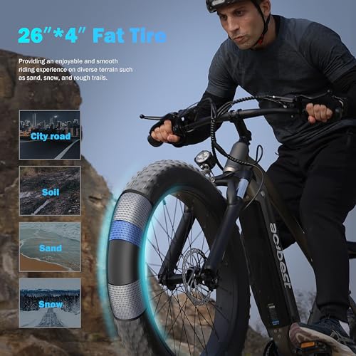 26"*4" Electric Bike with Peak 1400W Motor, 720Wh Removable Battery, 7-Speed Hydraulic Brakes U5570