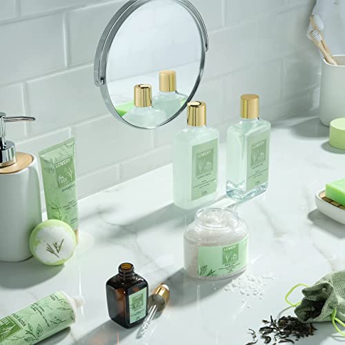 15 pc Tea Tree Bath Set with Bath Oil, Shower Gel, Bubble Bath, Handmade Soap, Steamer Tablet, Potpourri J211491