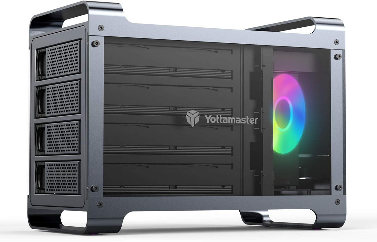 4 Bay Aluminum Alloy SATA HDD SSD Enclosure with RGB Silent Fan H978965