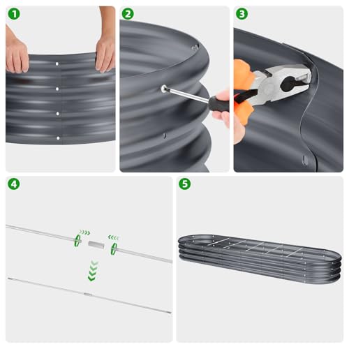 8ft Galvanized Raised Garden Bed Kit, Silver, 108 Gallon Capacity U57874