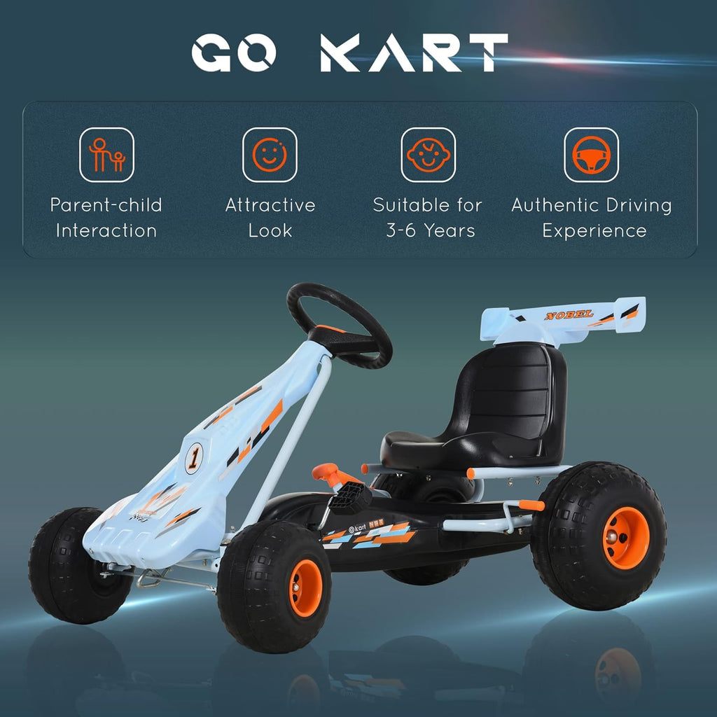 Pedal Go Kart Ride on Car with Adjustable Seat White E6436