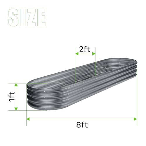 8ft Galvanized Raised Garden Bed Kit, Silver, 108 Gallon Capacity U57874