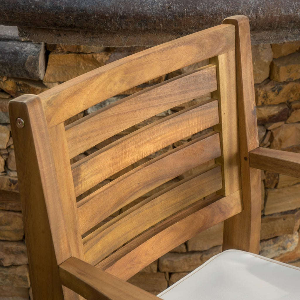 Acacia Wood Outdoor Barstools, 4-Pcs Set D627