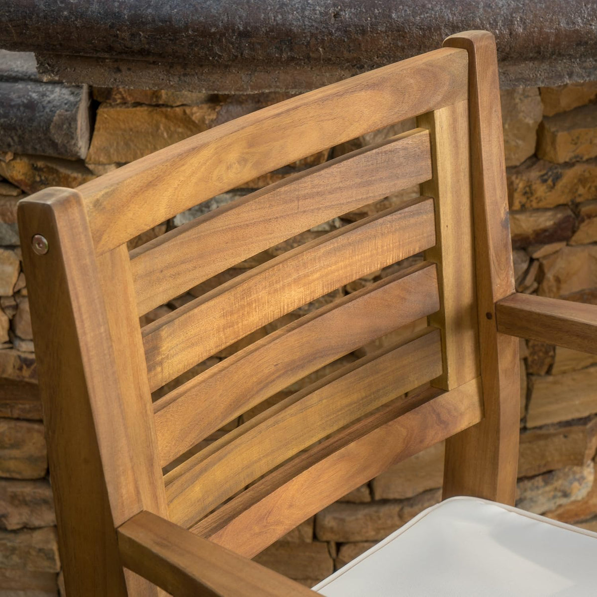 Acacia Wood Outdoor Barstools, 4-Pcs Set D627