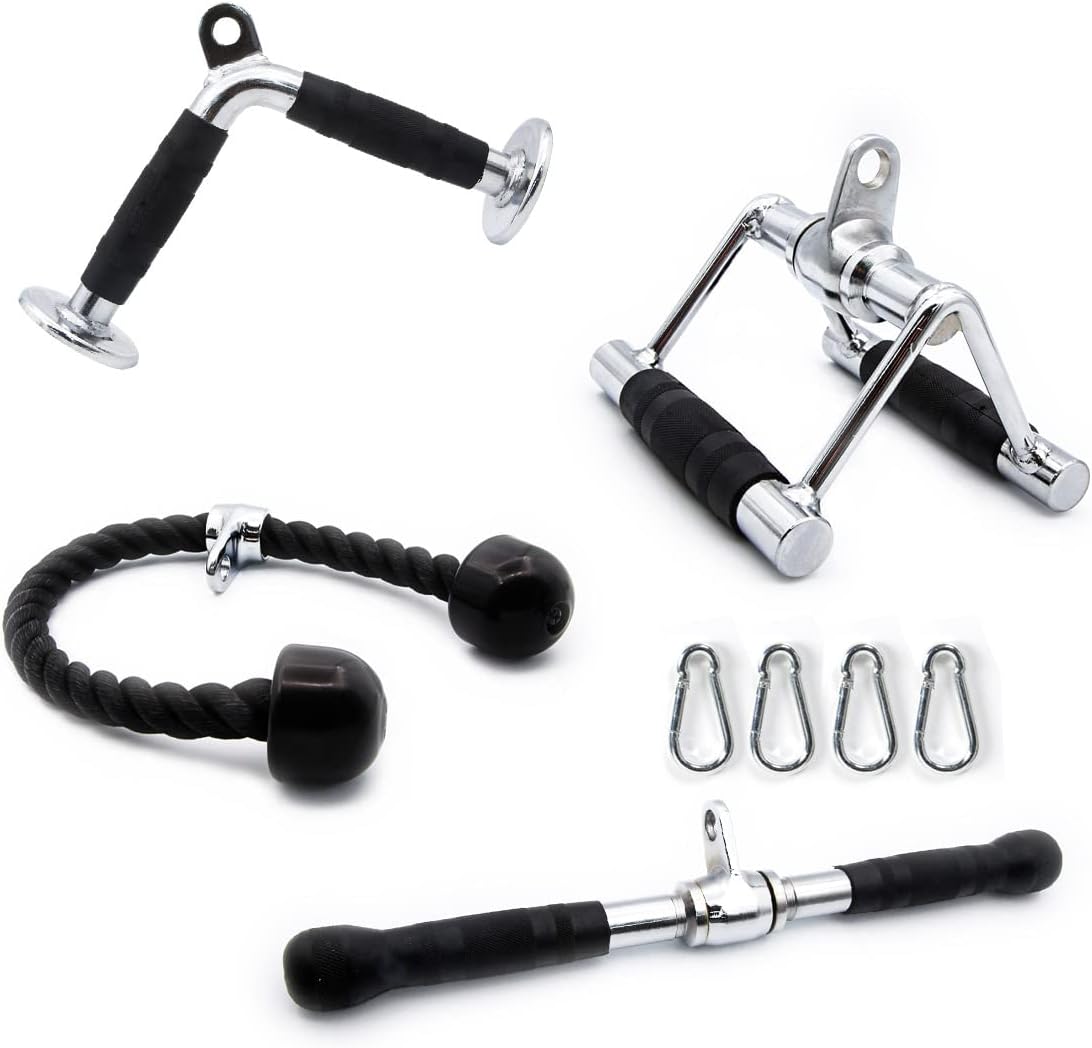 Cable Machine Attachments with V Bar, Tricep Rope, Double D Handle, Rotating Straight Bar P8137