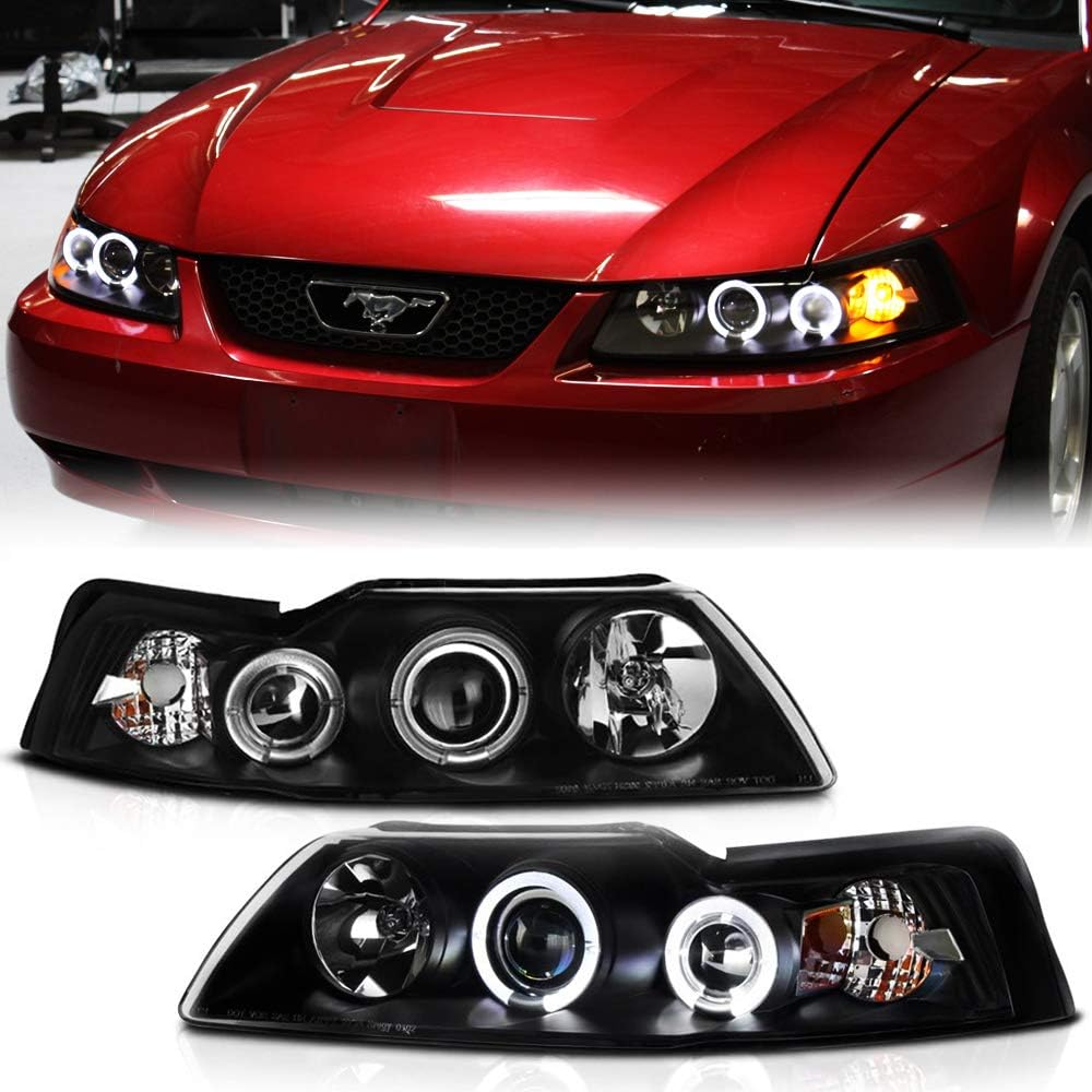 For 1999-2004 Ford Mustang Black Housing Projector Headlights Q843043