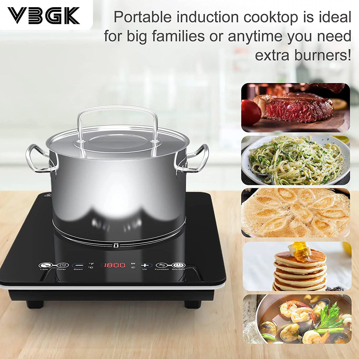 Portable Induction Cooktop Single Burner 1800W 120V with Plug R7309