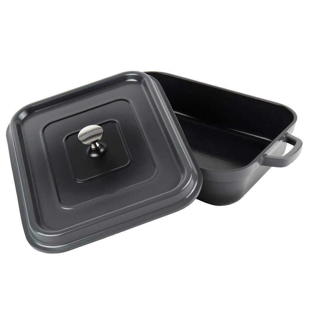 Lightweight Cast Aluminum Roaster Pan with Lid, 5 Quart, Gray Q140