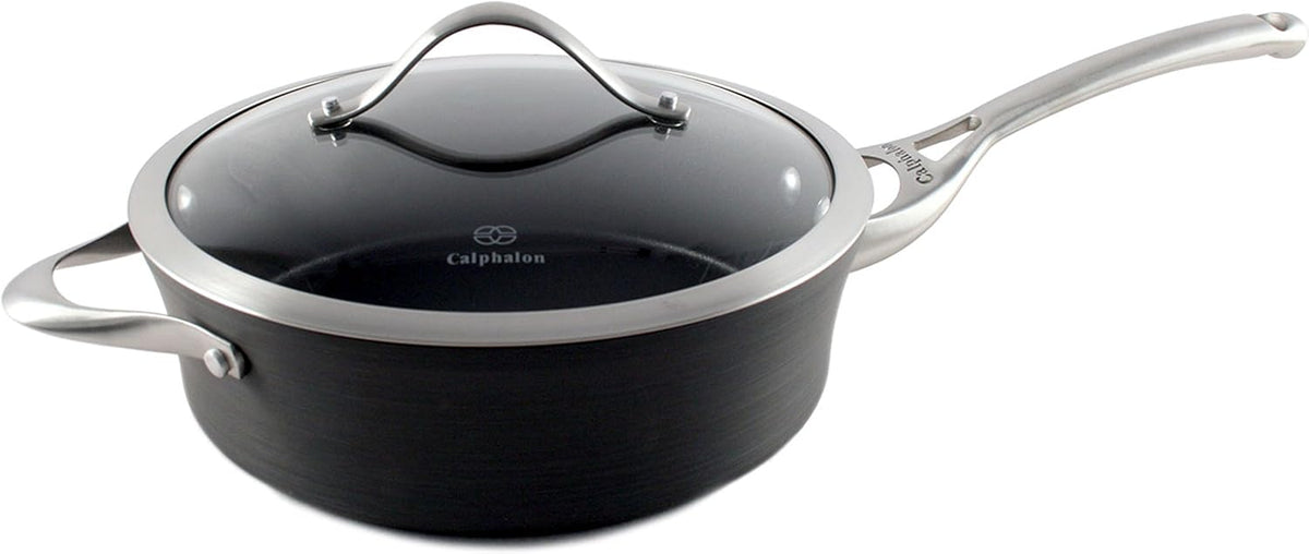 Black 3-quart Hard-Anodized Aluminum Nonstick Saute Pan A354