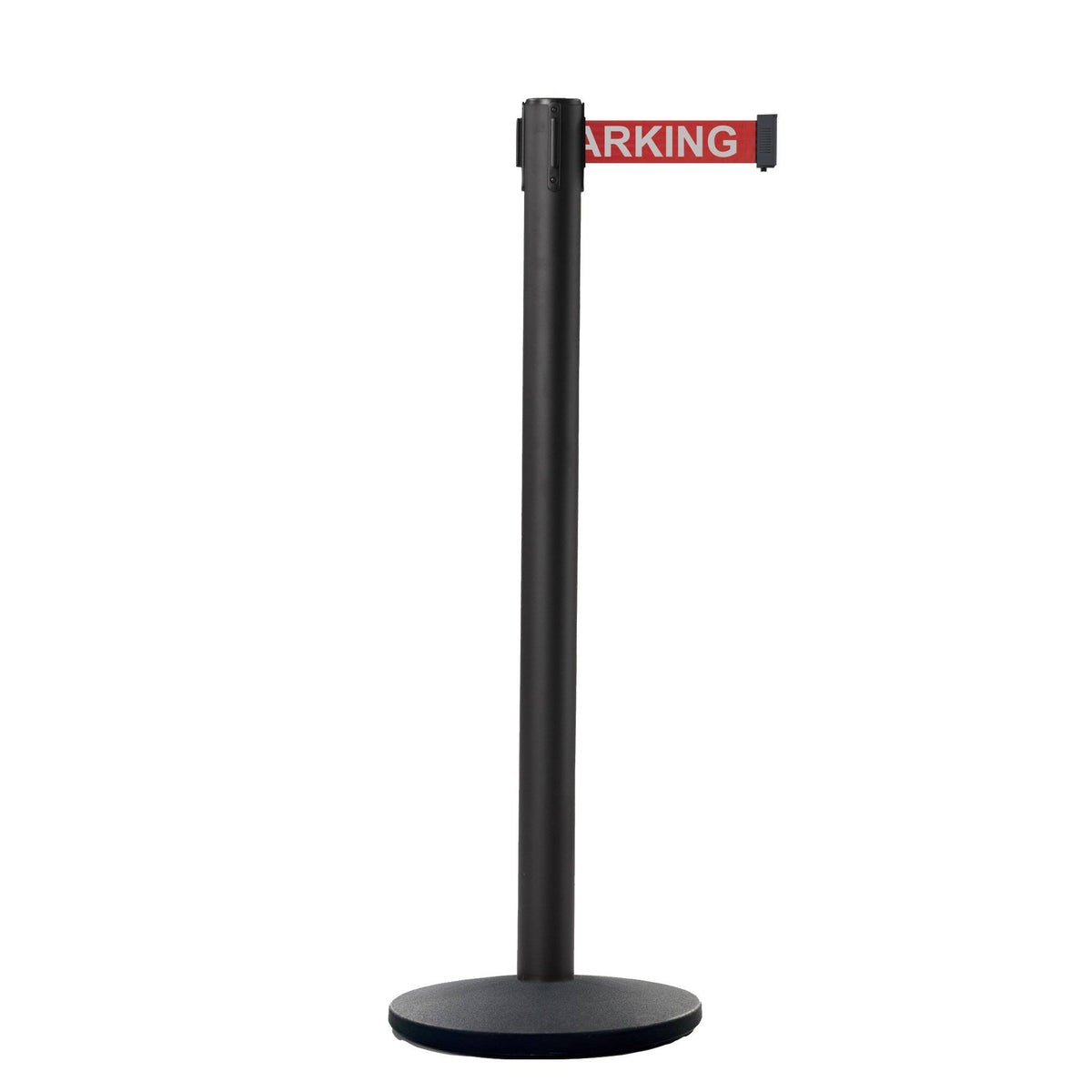 Retractable Belt Barrier Black Post Cast Iron Base 7.5 ft. Belt J54807