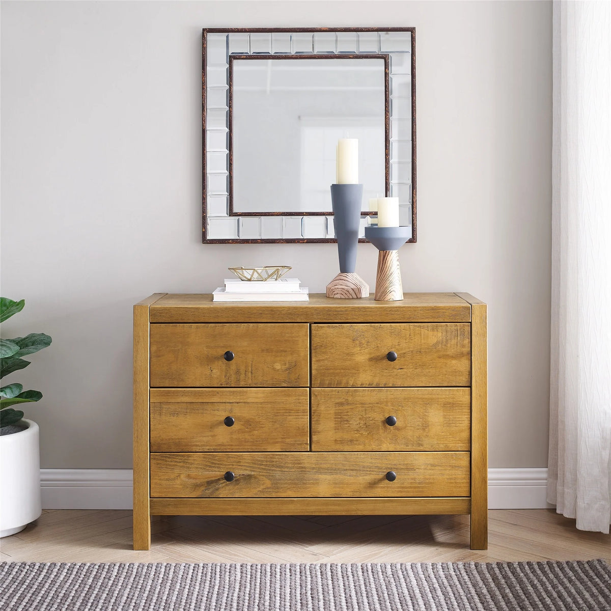 Rustic Wood 5-Drawer Dresser E25313