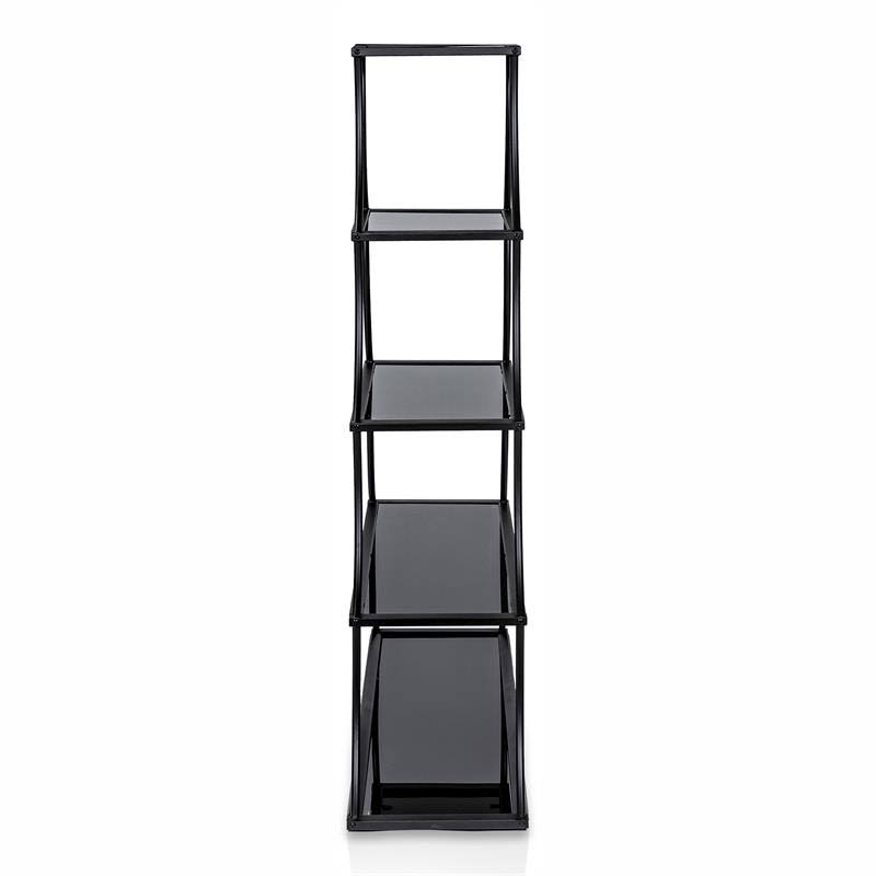 Industrial Metal 5-Shelf Bookcase in Sand Black Y221
