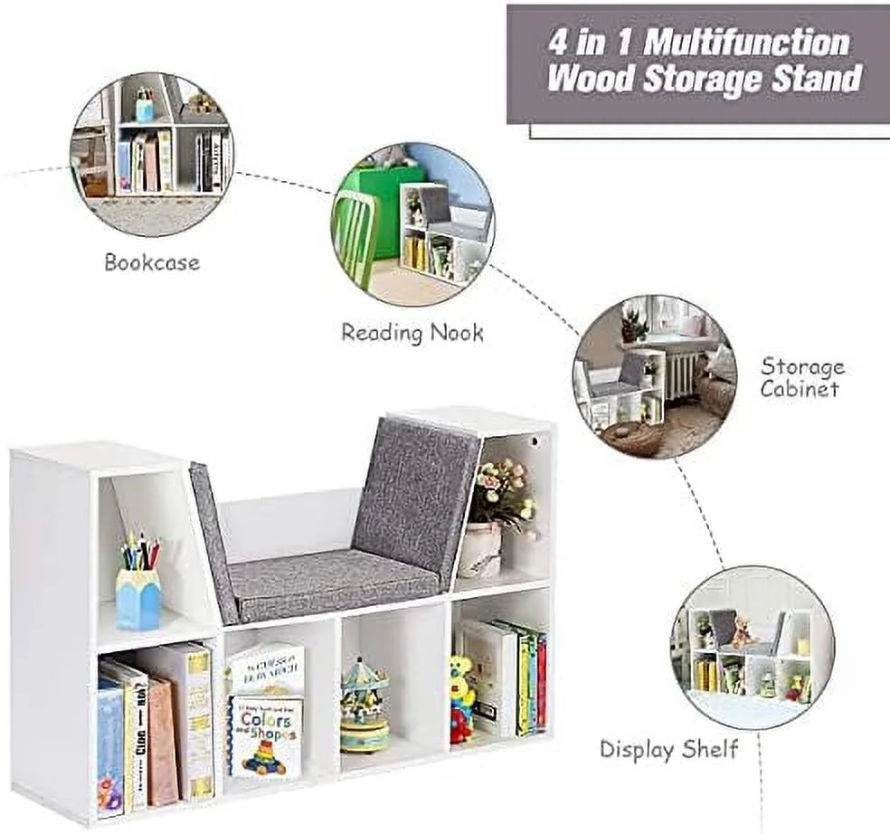 6-Cubby Bookcase with Cushioned Reading Nook Y92133