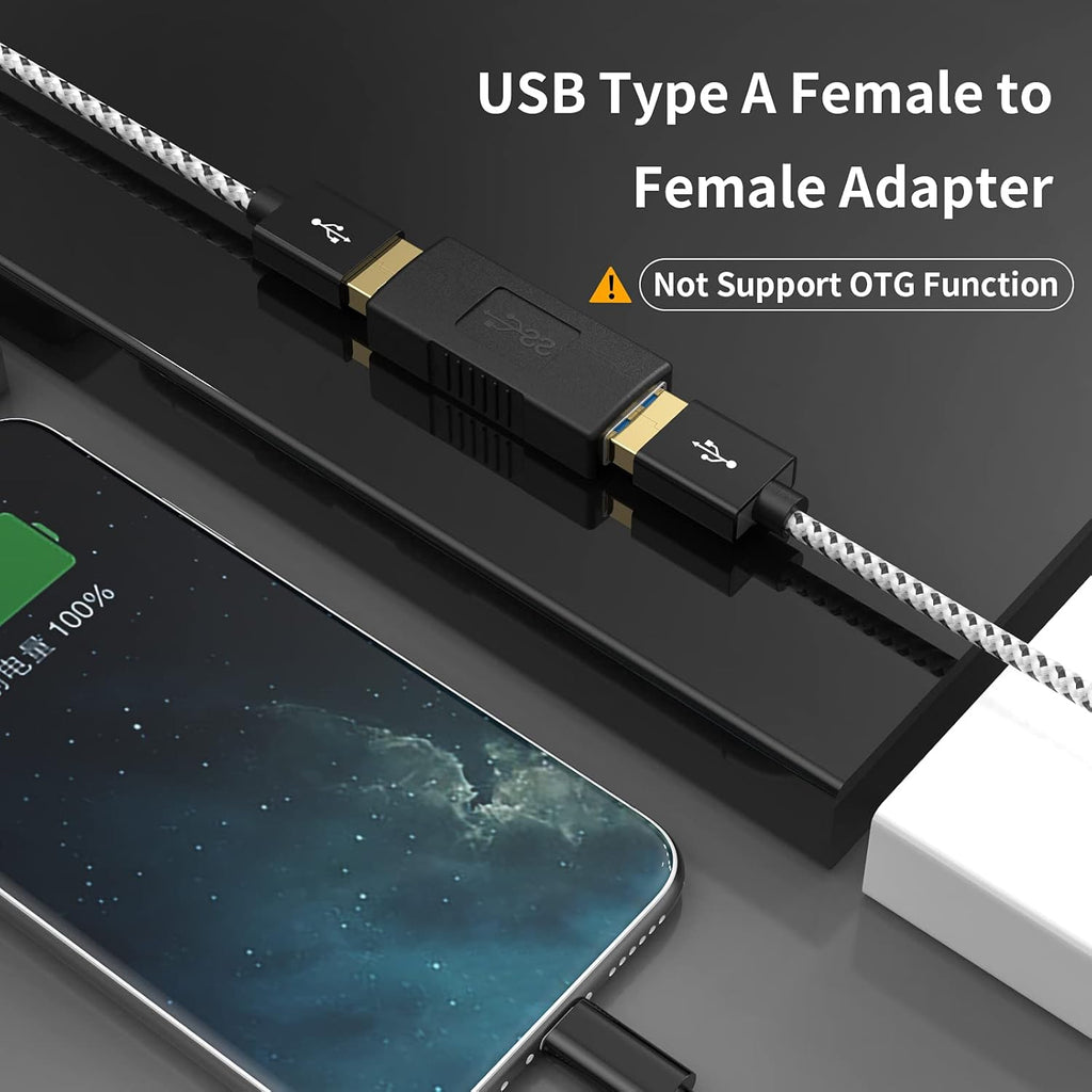 USB 3.0 Type A Female to Female Adapter, 2 Pack, Black H371