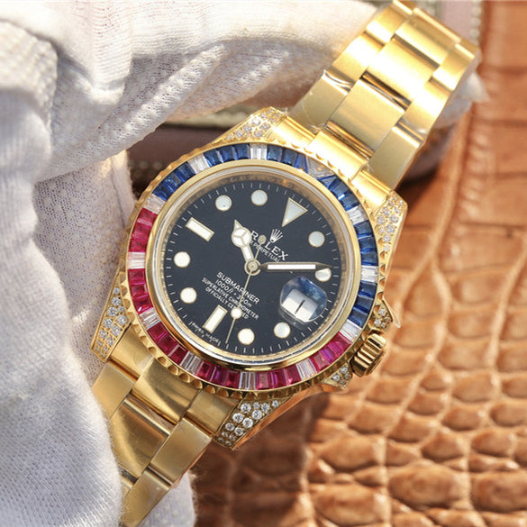 Golden Blue Red Diamond Black Dial 40mm G32503