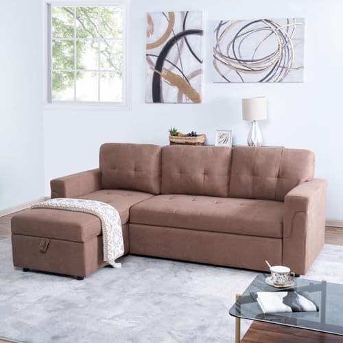 Dark Gray Velvet Reversible Sleeper Sectional Sofa F68340