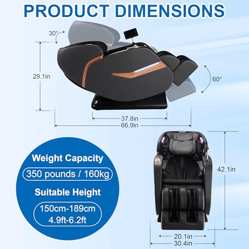 Zero Gravity SL-Track Shiatsu Full Body Massage Chair with Body Scan, Waist Heating, Bluetooth, Foot Rollers, 32 Airbags & Extended Footrest Z36472
